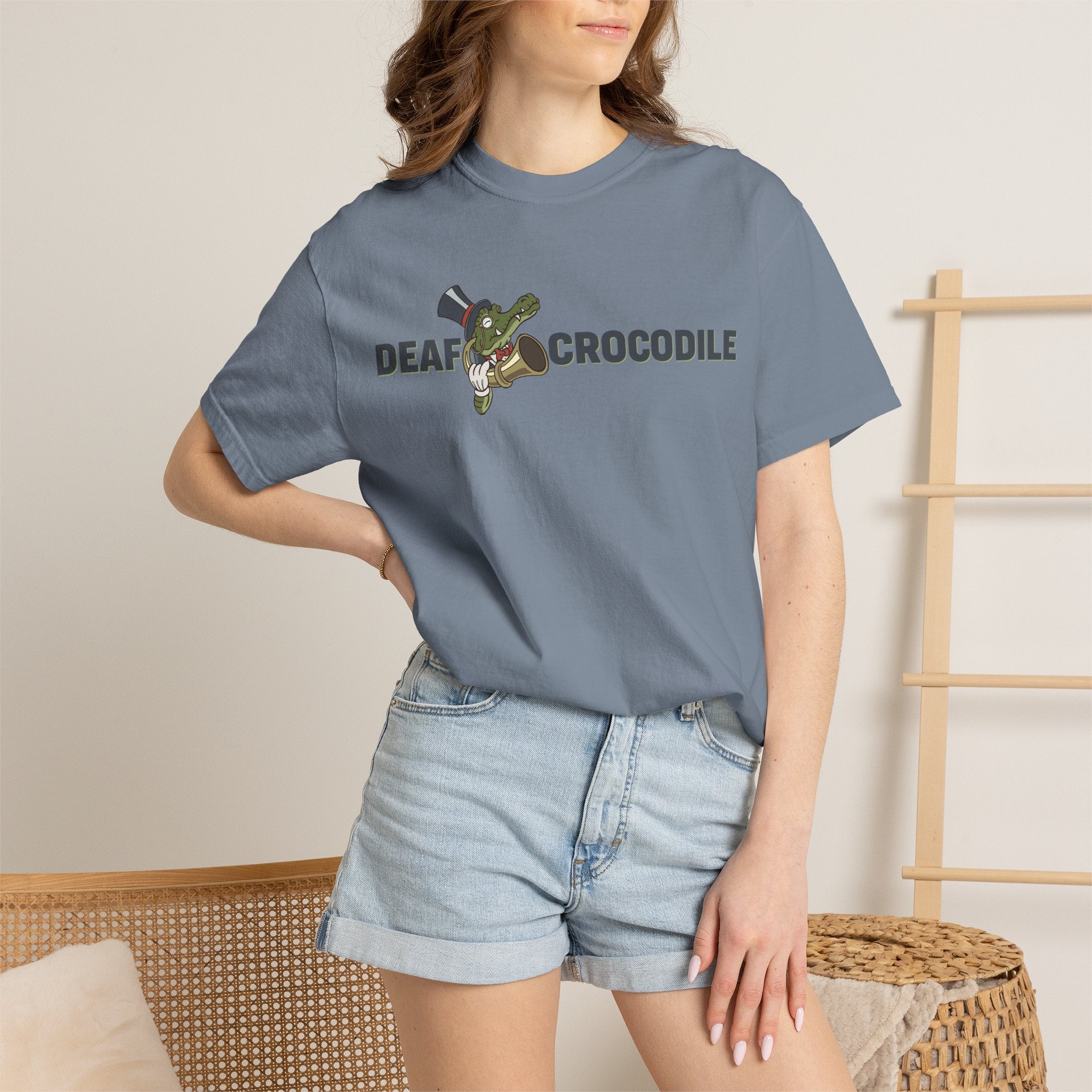 Deaf Crocodile T-Shirt (style B: Full Logo)