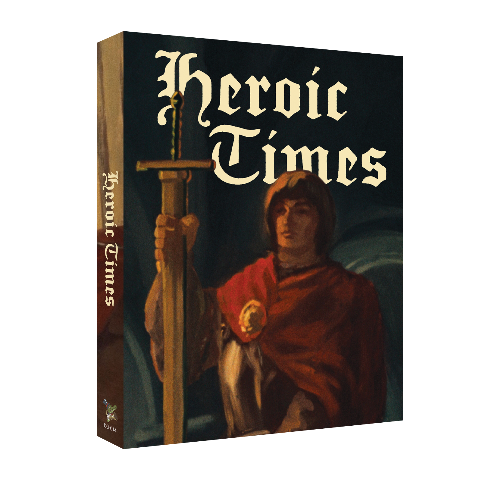 'Heroic Times' blu-ray slipcover featuring a character holding a sword and shield.